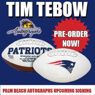 PREORDER   Tim Tebow Autographed New England Patriots Logo Football   Tebow Holo: Sports Collectibles