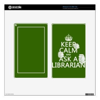 Keep Calm and Ask A Librarian (any color) Decals For Kindle Fire