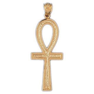 14K Yellow Gold Ankh Cross Pendant: Jewelry