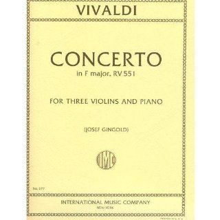 Vivaldi Antonio Concerto in F Major Op 23 No. 1 RV 551 For Three Violins and Piano by Josef Gingold: Musical Instruments