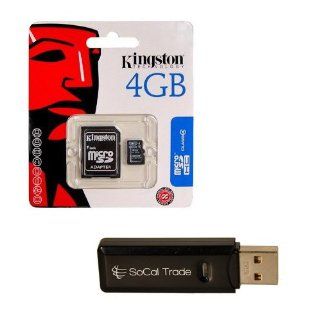 SoCal Trade Products   Kingston 4 GB 4gb (4 Gigabyte) Class 4 MicroSDHC / MicroSD HC Memory Card SDC4/4GB for Samsung Cell phone / Tablet Compatible : Dart, DoubleTime I857, Droid Charge I510, DuosTV I6712, E1150, E2230, E2232, E2330, E2530, E2550 Monte S