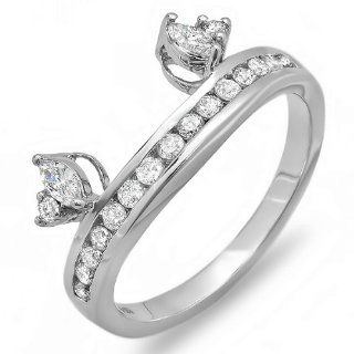 0.50 Carat (ctw) 14k White Gold Round Marquise Diamond Ladies Anniversary Wedding Band Enhancer Guard Ring 1/2 CT: Jewelry
