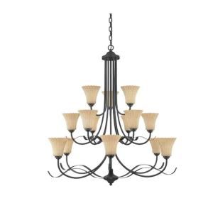 Designers Fountain Putney Collection 15 Light Hanging Burnished Bronze Chandelier HC0934