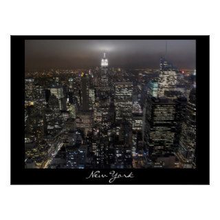 New York Poster Cityscape New York Night Print