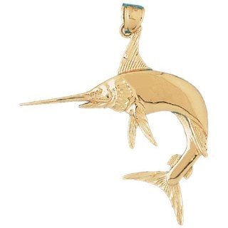 14K Gold Charm Pendant 7.8 Grams Nautical>Marlins, Sailfish555 Necklace: Jewelry