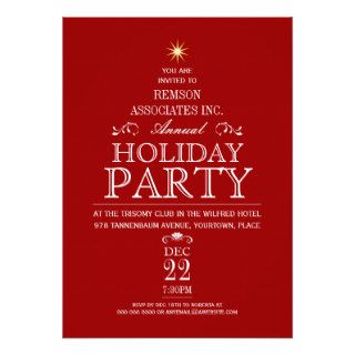 Tannenbaum Typographic Crimson Holiday Party Custom Invite