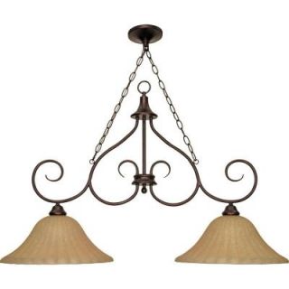 Glomar Moulan 2 Light 41 in. Trestle withChampagne Linen Washed Glass Finished in Copper Bronze HD 019