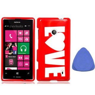 Rubberized Snap On Protector Hard Case Image Design Cover For Nokia Lumia 521   Red Love + Tool: Cell Phones & Accessories