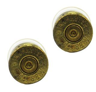 Lizzy J's Handcrafted Designer Vintage Gold Plated Bullet Shell Stud Earrings Bullet Casing Earrings Jewelry