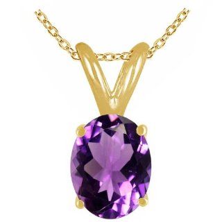 1.20Ct Oval Amethyst Pendant in 14k Yellow Gold: Jewelry