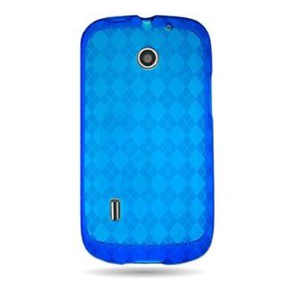 WIRELESS CENTRAL Brand Flexi Gel SKin TPU Glove BLUE with CHECKERED Design Soft Cover Case for HUAWEI U8652 JENGU / FUSION (AT&T) [WCS267]: Cell Phones & Accessories