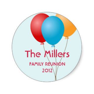 Colorful balloons family reunion party favor label round stickers