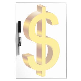 Gold Dollar Symbol Dry Erase Boards