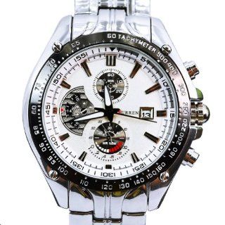 CURREN Silver White Quartz Movt Boys Mens Watch Stainless Steel Band Date Stylish Wrist Watch Watches