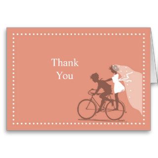 Russet Brown Bicycle Couple Thank You Note Greeting Card