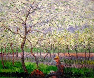 Hand Painted Canvas Art: Monet Paintings: An Orchard in Spring   Classic 20" X 24"   Oil Paintings