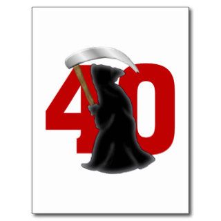 40th Birthday Funny Grim Reaper Postcard