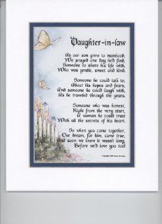 A Gift For A Daughter in law. Touching 8x10 Poem, Double matted In White/Dark Green, And Enhanced With Watercolor Graphics. : Future Daughter In Law Gifts : Everything Else
