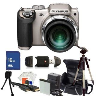 Olympus SP 720UZ Digital Camera (Silver) Kit. Includes: 16GB Memory Card, High Speed Card Reader, Extended Life Replacement Battery, AC/DC Rapid Charger, Mini HDMI Cable, Tripod, Carrying Case & Starter Kit : Digital Slr Camera Bundles : Camera & P