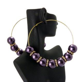 Basketball Wives POParazzi Ball Earrings HE1202GDPUR Gold/Purple 92.25mm: Hoop Earrings: Jewelry