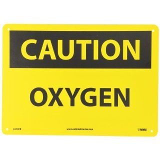 NMC C575RB OSHA Sign, Legend "CAUTION   OXYGEN", 14" Length x 10" Height, Rigid Plastic, Black on Yellow
