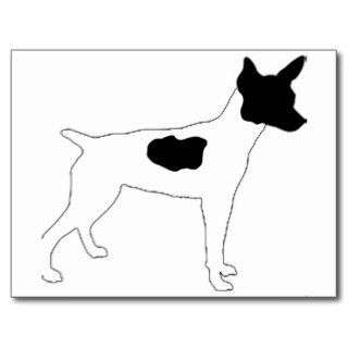 rat terrier color silhouette postcard