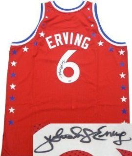 Julius Dr J Erving Philadelphia 76ers NBA Hand Signed Authentic Mitchell and Ness Red All Star Jersey at 's Sports Collectibles Store