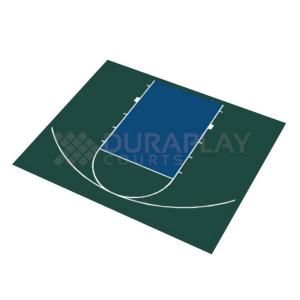 DuraPlay 30 ft. 9 in. x 25 ft. 8 in. Half Court Basketball Kit 3H   Hunter Green/Navy Blue