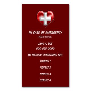 wallet size medical warning business card templates