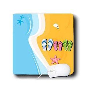 mp_125809_1 Anne Marie Baugh Beaches   Blue and Orange Beach With Flip Flops and Star Shells   Mouse Pads : Office Products