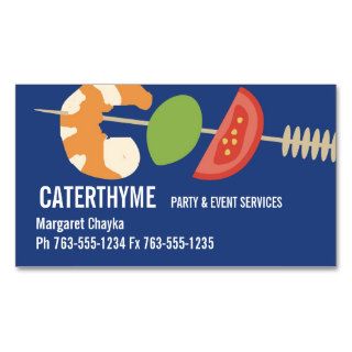 Shrimp appetizer kebab catering business cards