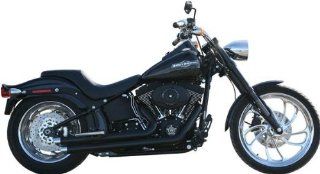 Rush Cross Over Series Angle Tip Black Exhaust System with 1.75" Baffles for Harley 1986 2011 Softail Models Automotive