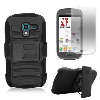 [SlickGearsTM] Black Heavy Duty Combat Armor Kickstand Holster Case for Samsung Galaxy Exhibit SGH T599 (T Mobile, MetroPCS) + Premium Screen Protector Cell Phones & Accessories