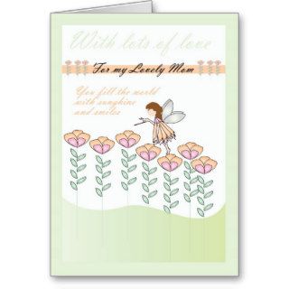 Happy birthday Mom cute little fairy card & flower