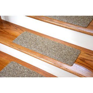 Dean Affordable Non Skid DIY Peel & Stick Carpet Stair Treads   Color Beige & Brown Tweed   Set of 13 Staircase Step Treads