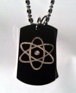 Nuclear Atom Atomic Power Logo Symbols   Military Dog Tag Luggage Tag Key Chain Metal Chain Necklace: Pet Supplies