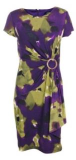 Ellen Tracy Women's Floral Jersey Dress (6, Purple)