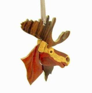 Puzzle Pieced Detailed Moose Head Wood Hanging Ornament 3"  Decorative Hanging Ornaments  