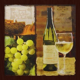 White Wine Glass Grapes Wine Country Bottle 17.5" x 17.5" NVCF 607 [Casa Bonita Decor]   Prints
