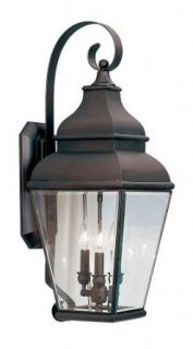 Livex Lighting 2593 07 Exeter   Three Light Outdoor Wall Sconce, Bronze Finish with Clear Beveled Glass    