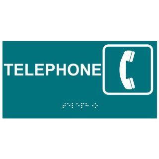ADA Telephone With Symbol Braille Sign RSME 590 SYM WHTonBHMABLU  Business And Store Signs 