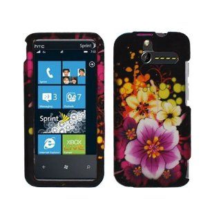 Black Yellow Orange Purple Flower Green Polka Rubberized Snap on Hard Plastic Cover Faceplate Phone Case for Sprint HTC Arrive 7575 + Screen Protector Film: Cell Phones & Accessories