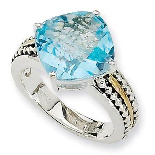 Sterling Silver with 14k Yellow Gold 7.85 Sky Blue Topaz Ring Jewelry