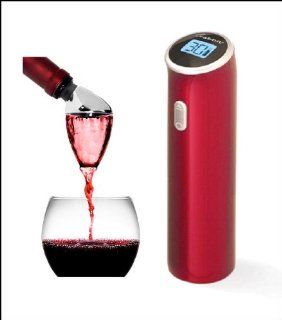 Electric Rabbit Wine Opener Corkscrew in Red with Aereating Wine Pourer: Kitchen & Dining