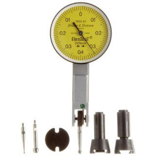 Brown & Sharpe 599 7030 14 Dial Test Indicator Set, Top Mounted, M1.4x0.3 Thread, Yellow Dial, 0 0.4 0 Reading, 28mm Dial Dia., 0 0.8mm Range, 0.01mm Graduation, +/ 0.01mm Accuracy: Industrial & Scientific