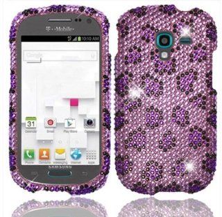 Samsung T599 Galaxy Exhibit ( Metro PCS , T Mobile ) Phone Case Accessory Sensational Purple Leopard Hard Full Diamond Snap On Cover with Free Gift Aplus Pouch: Cell Phones & Accessories