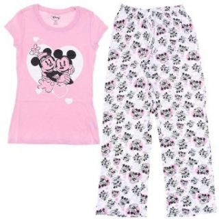 Pink Mickey and Minnie Mouse Pajamas for Juniors M at  Womens Clothing store: Pants Pajamas Sets
