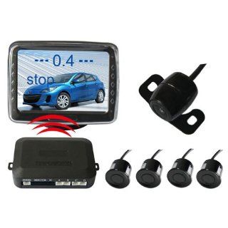 AUBIG PZ602 W 3.5 inch TFT LCD Wireless Parking Sensor System Reverse Rear View Radar Alert Alarm Viewing System with 4 Sensors and 1 Camera: Automotive