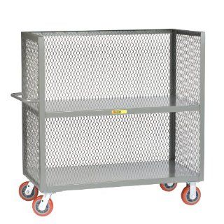 Little Giant T2 2460 6PY 3 Mesh Sided Bulk Handling 2 Shelf Truck with 22 1/2" Clearance and 6" Polyurethane Wheels, 3600 lbs Capacity, 60" Length x 24" Width x 57" Height: Platform Trucks: Industrial & Scientific