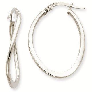 14k White Gold 2mm Tapered Twist Classic Hoop Earrings   Gold Jewelry: Reeve and Knight: Jewelry